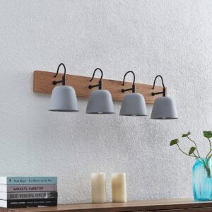 Svítidlo Lucande světlé dřevo/šedá beton/dubové dřevo