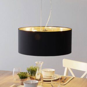 Svítidlo Lucande niklová matná/černozlatá ocel/textil