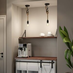 Svítidlo Lucande černá/světle hnědá železo/lano