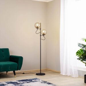 Svítidlo Lucande kouřově šedá/černá sklo/kov