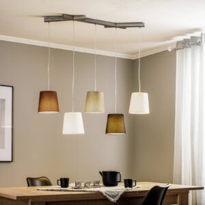 Svítidlo Lucande nikl/karamel/černá/šedá/bílá/hnědá železo/textil