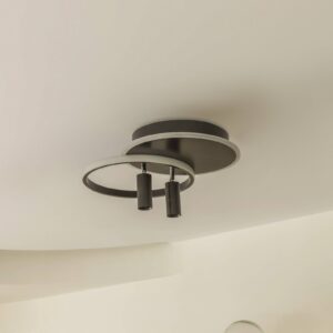 Svítidlo Lucande černé/kartáčované hliník/železo/akryl/silikon