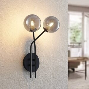 Svítidlo Lucande matná černá/kouřově šedá ocel/sklo