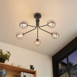 Svítidlo Lucande matná černá/kouřově šedá ocel/sklo