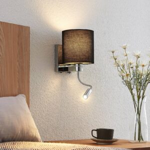 Svítidlo Lucande chrom/černý ocel/hliník/textil