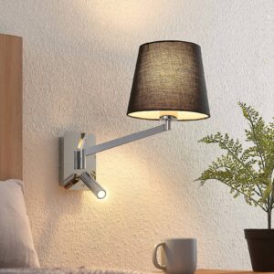 Svítidlo Lucande chrom/černý ocel/hliník/textil