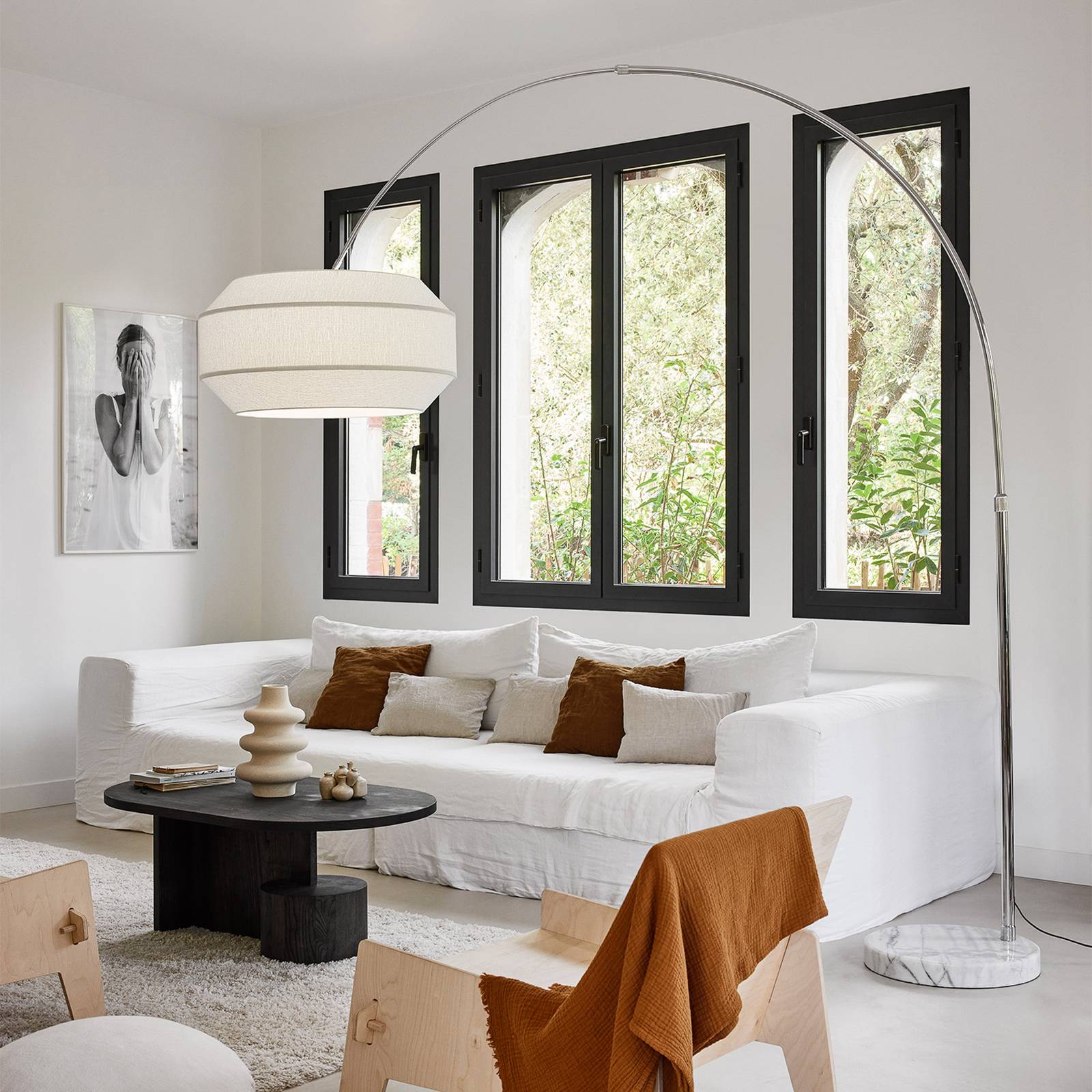 Svítidlo MARKET SET bílá/chrom/bílá mramorovaná textil/kov/mramor