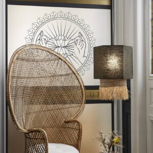 Svítidlo MARKET SET khaki/přírodní béžová lněná textilie/vlákno banánovníku/palmové vlákno (raffia)/textil/kov