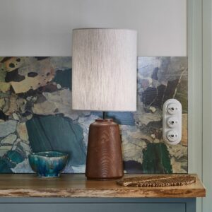 Svítidlo MARKET SET bílá/tmavě hnědá dřevo/látka