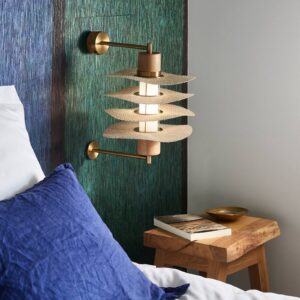 Svítidlo MARKET SET přírodní/mosaz kartáčovaná/hnědá/bílá kov/len/dřevo/sklo