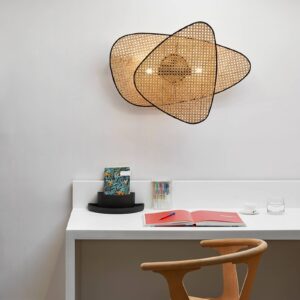 Svítidlo MARKET SET černá/přírodní kov/ratan