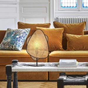 Svítidlo MARKET SET černá/přírodní kov/ratan