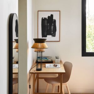 Svítidlo MARKET SET černá/khaki/kari textilie/ratan/kov