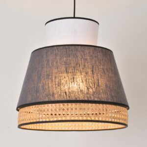 Svítidlo MARKET SET bílá/antracit/světlé dřevo/černá textilie/ratan/kov