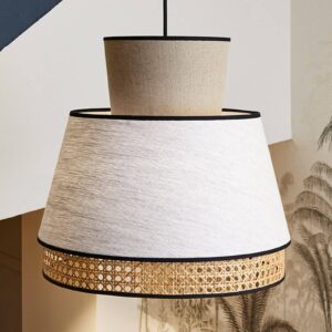 Svítidlo MARKET SET nude/světlé dřevo/černá textilie/ratan/kov