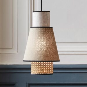 Svítidlo MARKET SET světlé dřevo/nude textilie/ratan/kov