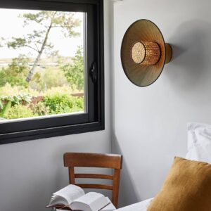 Svítidlo MARKET SET khaki/kari/světlé dřevo textilie/ratan/kov