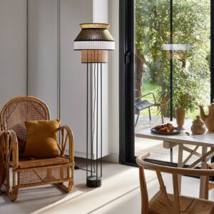 Svítidlo MARKET SET bílá/khaki/kari/světlé dřevo/černá textilie/ratan/kov