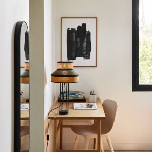 Svítidlo MARKET SET khaki/kari/světlé dřevo/černá textilie/ratan/kov