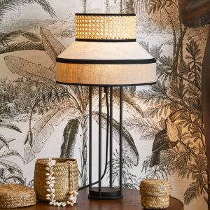 Svítidlo MARKET SET nude/světlé dřevo/černá textilie/ratan/kov