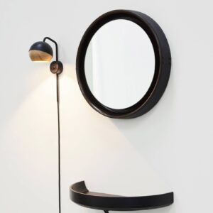 Svítidlo MATER černá/světlé dřevo ocel/dubové dřevo/textil