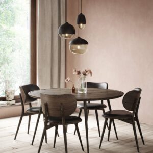 Svítidlo MATER černá/průhledná kouřově šedá lipové dřevo/foukané sklo