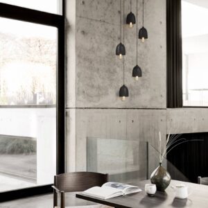 Svítidlo MATER černá/průhledná kouřově šedá lipové dřevo/foukané sklo