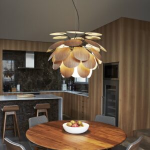 Svítidlo Marset dub/černá pochromovaná vrstvené dřevo/kov