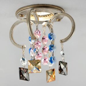 Svítidlo Masiero slonovina/modrá/růžová/čirá kov/sklo