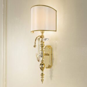 Svítidlo Masiero slonovina/zlatá látka Shantung/mosaz