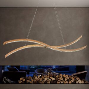 Svítidlo Masiero dub přírodní/satinovaná/chrom dubové dřevo/krystaly Asfour/kov