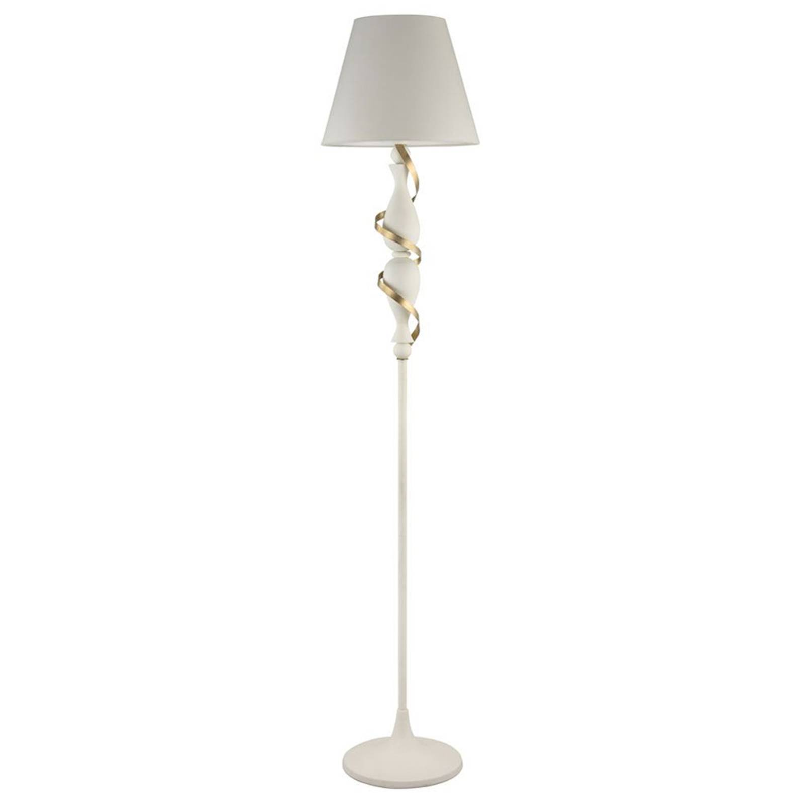 Maytoni Stojací lampa Intreccio se zlatým detailem, bílá, Obývací pokoj / jídelna, kov, textil, E27, 40W, K: 165cm - Image 2