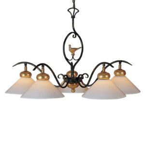 Svítidlo Menzel zelená/zlatá/opálová bílá kov/opálové sklo/keramika