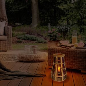 Svítidlo Näve černá/světlé dřevo bambus/sklo/plast/juta