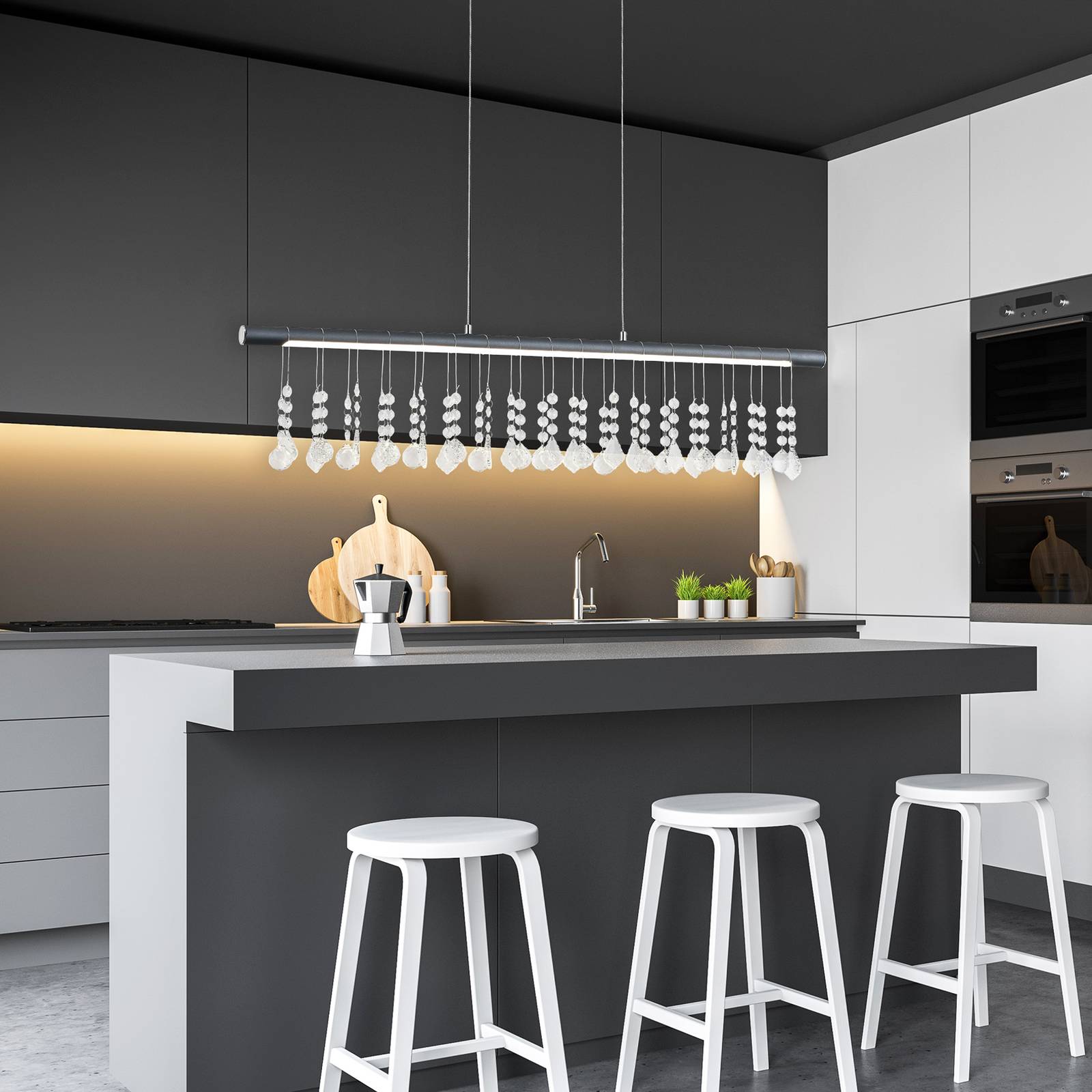 Svítidlo Näve tmavě šedá/průhledná železo/hliník/křišťál/plast