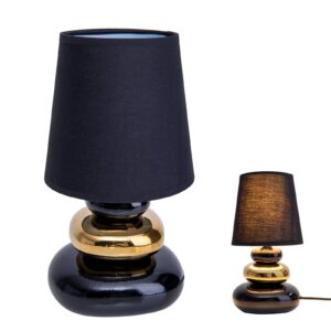 Svítidlo Näve černá/zlatá keramika/textil