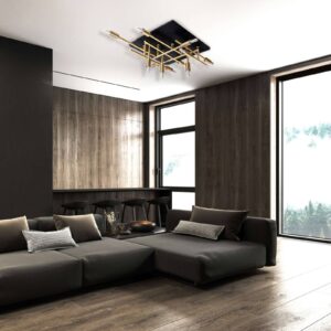 Svítidlo Näve mosaz/černý kov