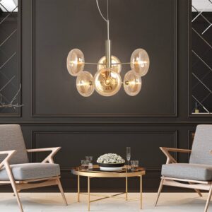 Svítidlo Näve mosaz matná/jantarová ocel/sklo