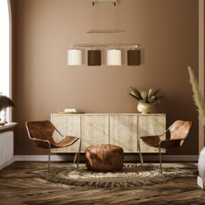 Svítidlo Näve mosaz matná/hnědá/béžová ocel/polyester/bavlna