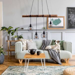 Svítidlo Näve černá/dřevo tmavé dřevo/kov