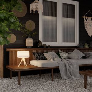 Svítidlo Newgarden bílá/hnědá polyetylen/dřevo/konopí