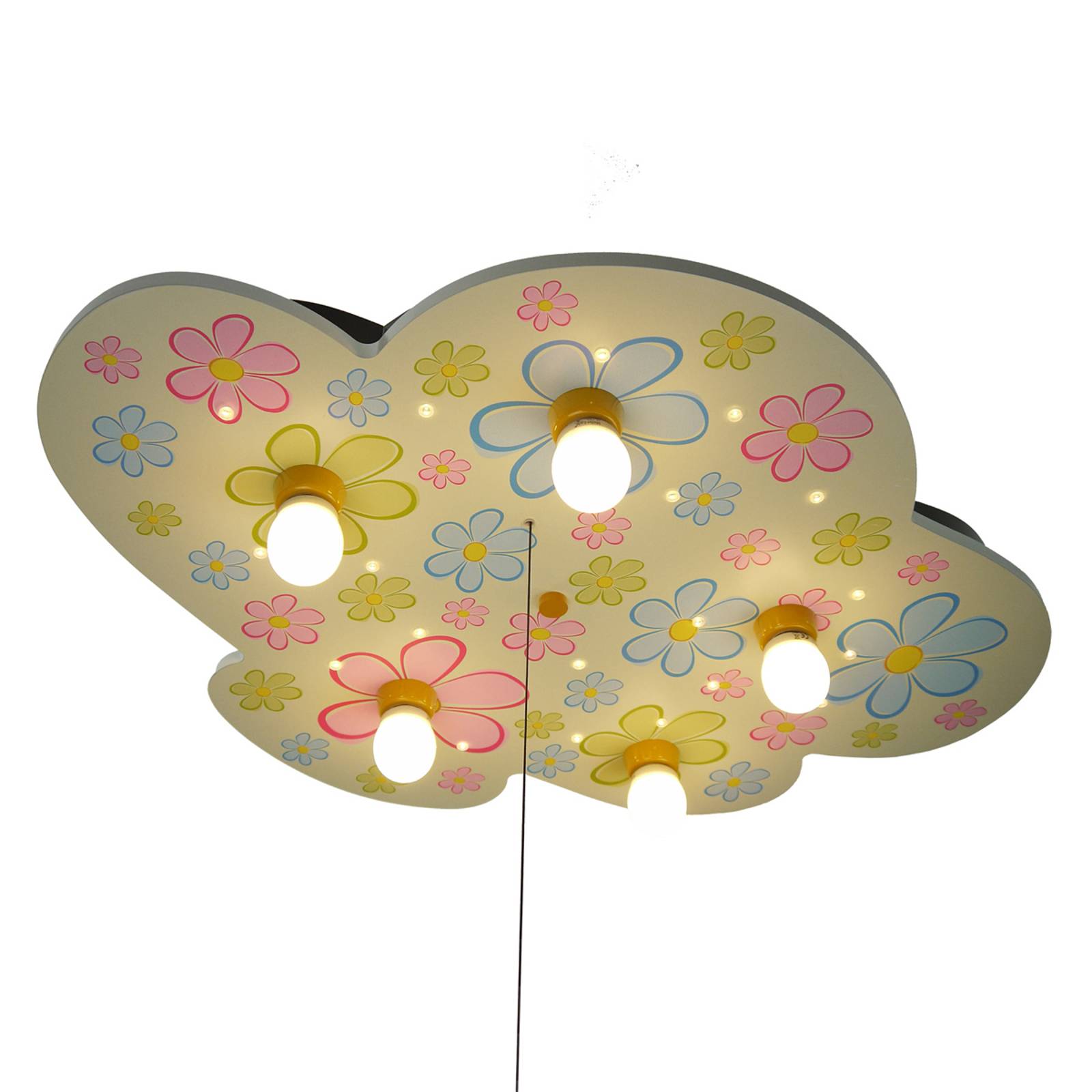 Niermann Standby Bunte Blumen - stropní světlo ve tvaru mraku s LED, Dětský pokoj, MDF, plast, E14, 40W, P: 74 cm, L: 57 cm, K: 7cm - Image 2
