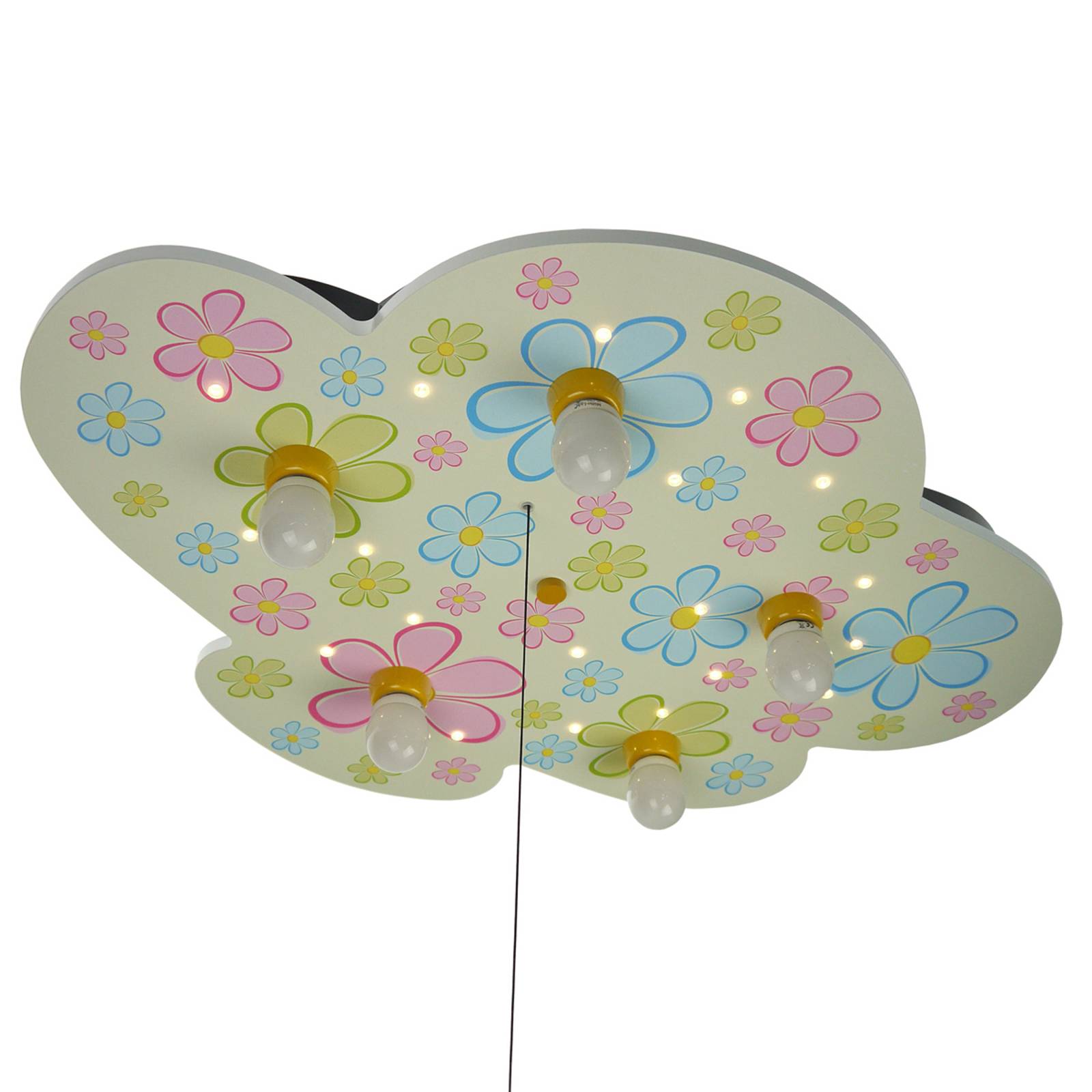 Niermann Standby Bunte Blumen - stropní světlo ve tvaru mraku s LED, Dětský pokoj, MDF, plast, E14, 40W, P: 74 cm, L: 57 cm, K: 7cm - Image 3