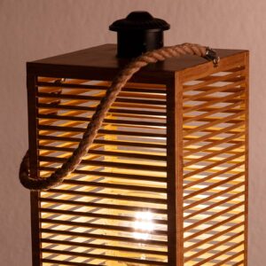 Svítidlo Nino Leuchten světlé dřevo/černá/přírodní plast/kov/konopí