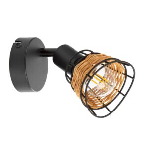 Svítidlo Nino Leuchten černá/světlé dřevo kov/drát/rattan