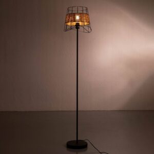 Svítidlo Nino Leuchten černá/světlé dřevo kov/drát/rattan