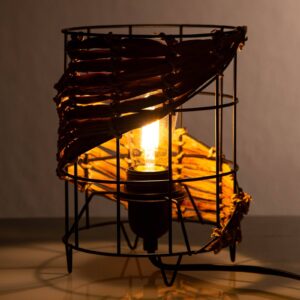 Svítidlo Nino Leuchten černá/přírodní kov/travní výplet