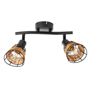 Svítidlo Nino Leuchten černá/světlé dřevo kov/drát/rattan