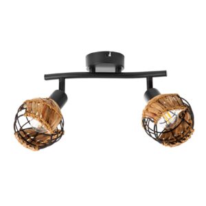 Svítidlo Nino Leuchten černá/přírodní kov/drát/travní výplet