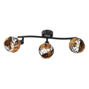 Svítidlo Nino Leuchten černá/přírodní kov/drát/travní výplet